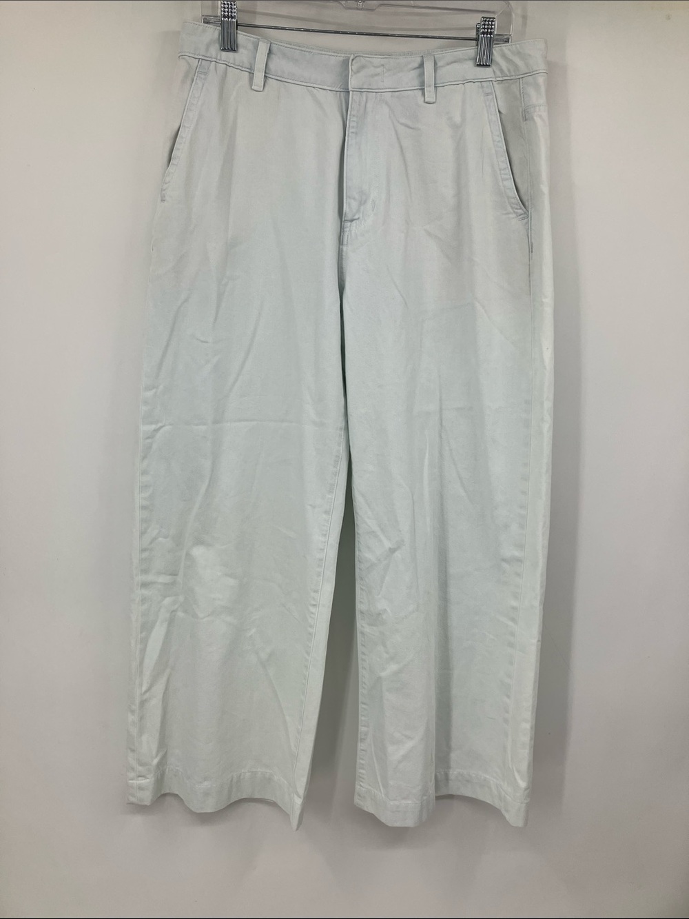 Vince Washed Cotton Wide Leg Pants High Rise Light Blue Trousers Size 28